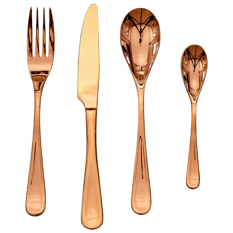 Столовые приборы на 1 персону цвет медь Contemporary Cutlery Set Copper Медь в Омске | Loft Concept 