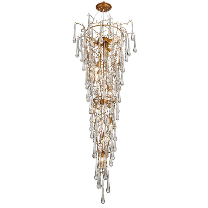 Люстра Waterfall Chandelier Crystal Drops Золотой Прозрачный в Омске | Loft Concept 