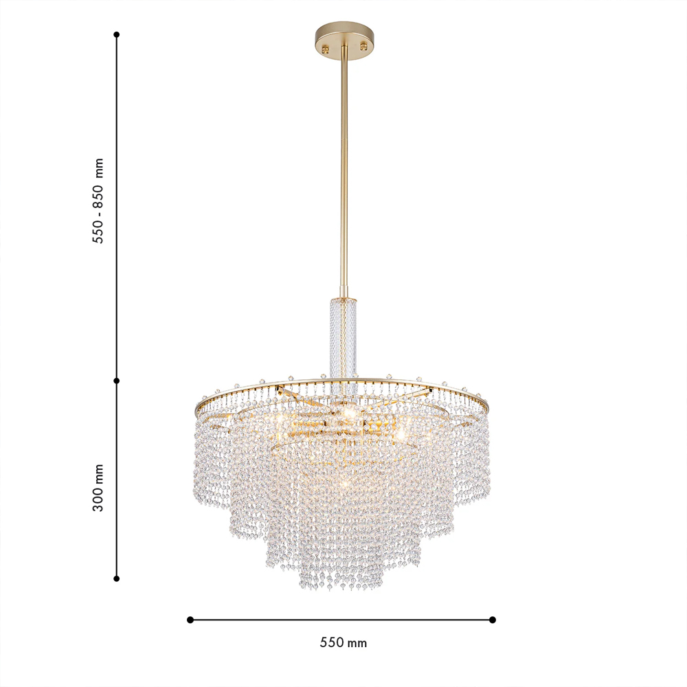 Люстра многоярусная с каскадами кристаллов Crystal Rains в Омске