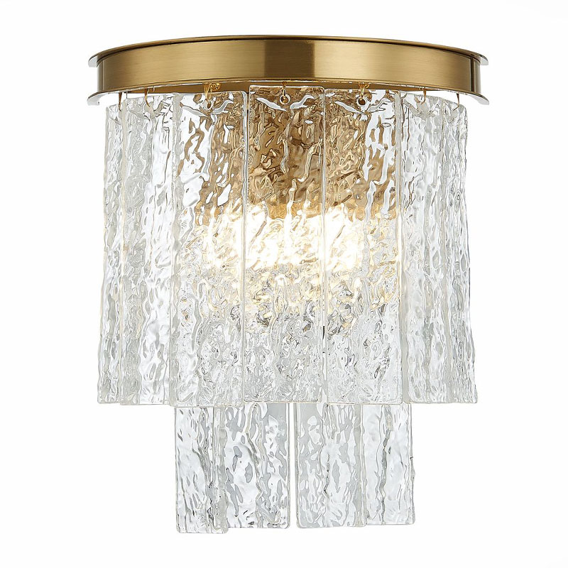 Бра Renea Textured Glass Wall Lamp Brass Латунь Прозрачное Стекло в Омске | Loft Concept 