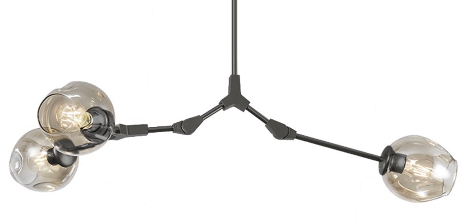 Люстра Сrumpled Glass Bubble Chandelier Gray 3 плафона Люстра Сrumpled Glass Bubble Chandelier Gray 3 плафона - Loft-Concept в Омске