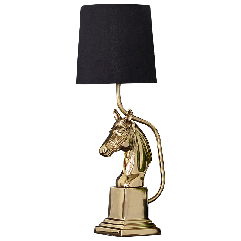 Настольная лампа с абажуром Lampshade Horse Sculpture Gold Черный Глянцевое золото в Омске | Loft Concept 