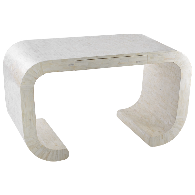 Стол рабочий Bone Inlay Table white Белый Бежевый в Омске | Loft Concept 