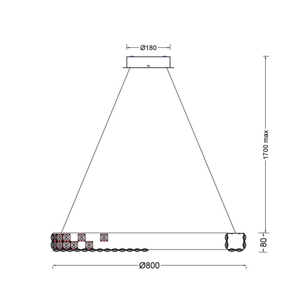 Люстра серебряная в форме кольца с мозаичным хрустальным оформлением Sparks of Crystal в Омске