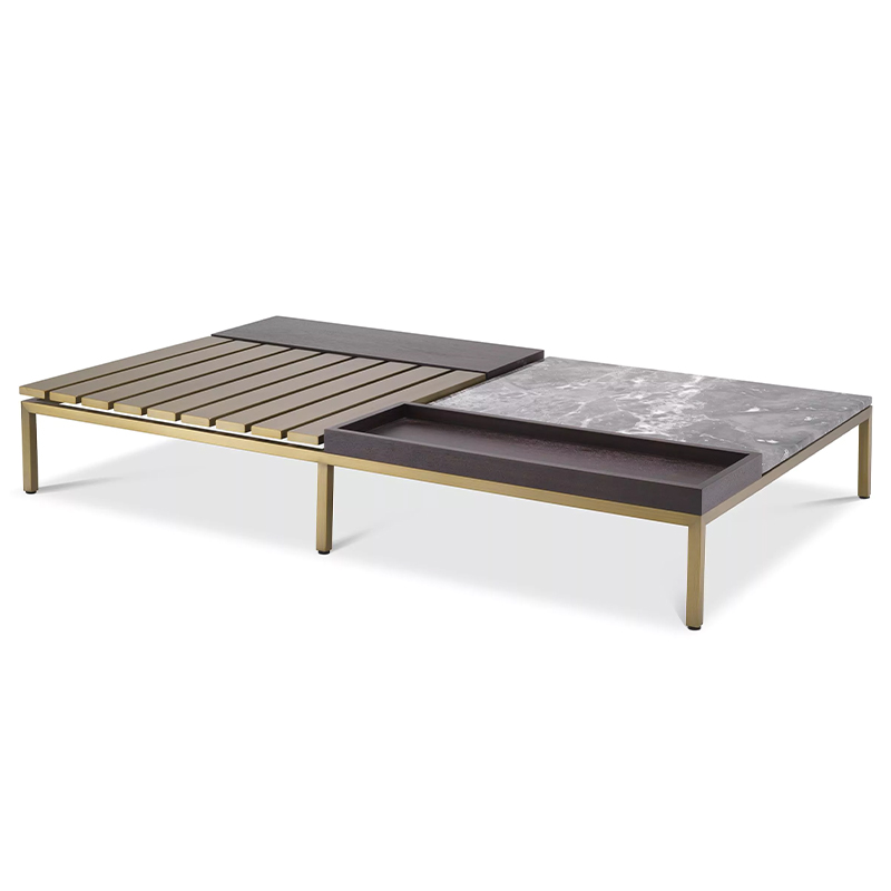 Кофейный стол Eichholtz Coffee Table Forma Латунь Серый Коричневый в Омске | Loft Concept 