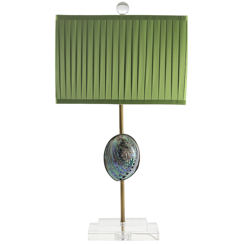 Настольная лампа с абажуром Green Semiprecious Stone Table Lamp Зеленый Прозрачное Стекло Латунь Перламутровый в Омске | Loft Concept 