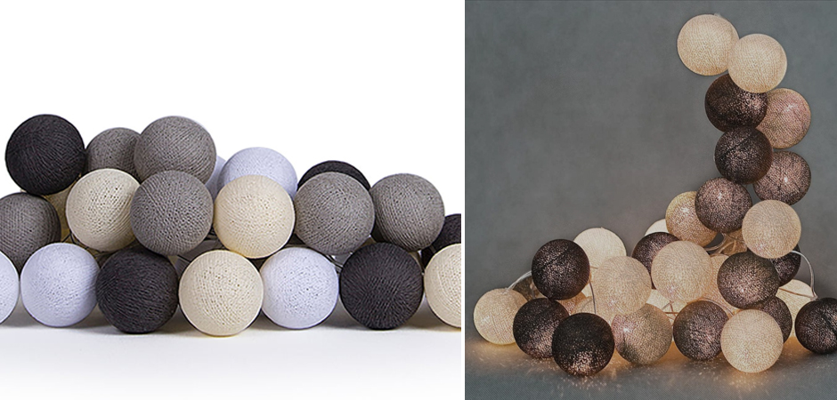 Гирлянда хлопковые фонарики Сotton Ball Taupe - Loft-Concept в Омске