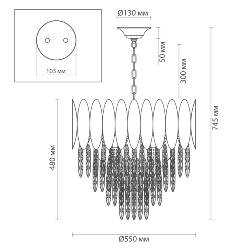 Люстра KEBO KING CHANDELIER four cascades D 55 в Омске