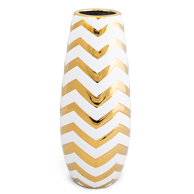 Ваза Gold chevron Vase Белый Глянцевое золото в Омске | Loft Concept 