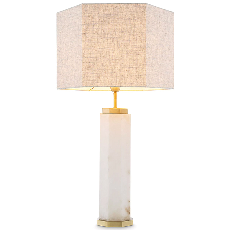 Настольная лампа Eichholtz Table Lamp Newman Alabaster Латунь Серый Белый в Омске | Loft Concept 