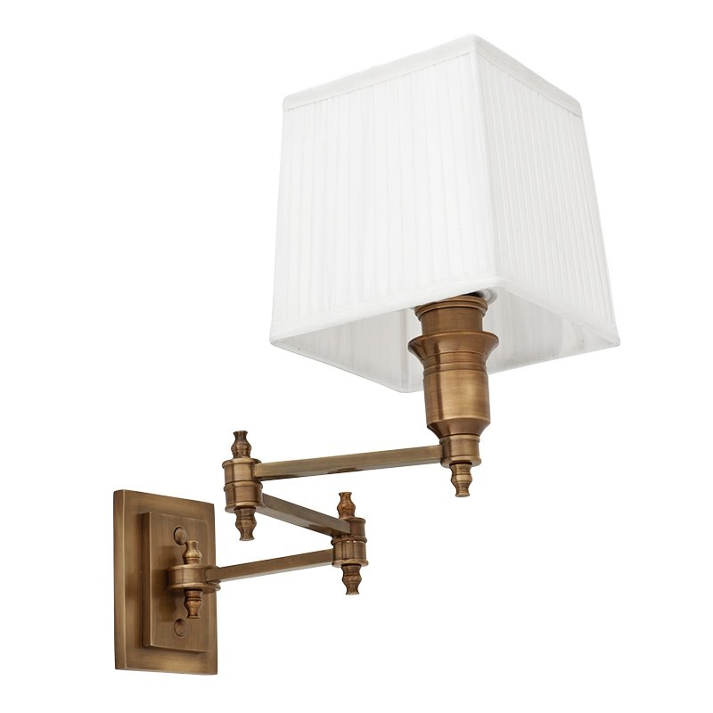 Бра Wall Lamp Lexington Swing Brass+White Латунь Античная полированная Белый в Омске | Loft Concept 