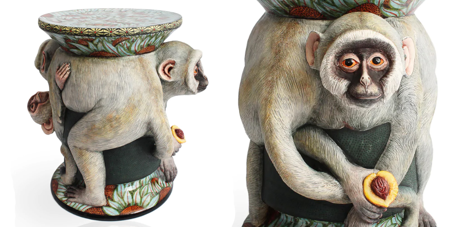 Табурет Обезьяна с фруктом ручная работа Monkey Side Table Табурет Обезьяна с фруктом ручная работа Monkey Side Table - Loft-Concept в Омске