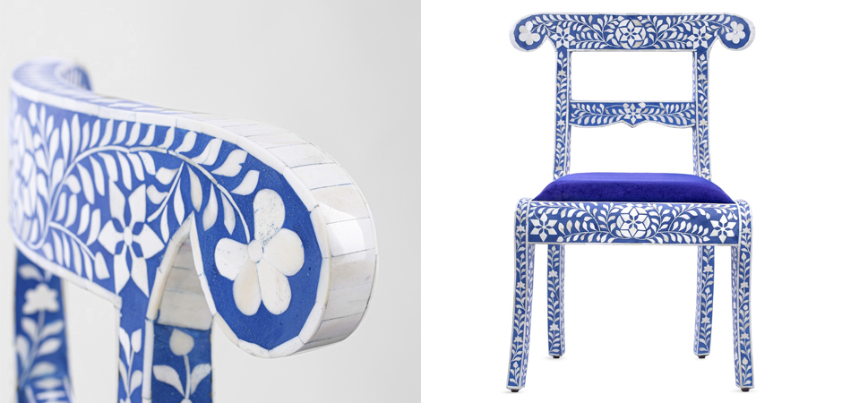 Стул инкрустация костью Bone Inlay Chairs синий Стул инкрустация костью Bone Inlay Chairs синий - Loft-Concept в Омске