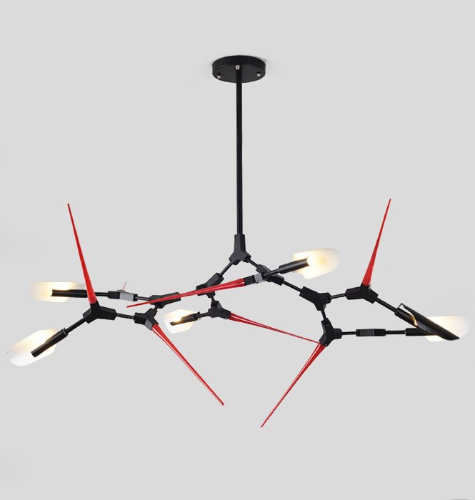 Люстра Red Spikes Chandelier 6 Черный Красный в Омске | Loft Concept 