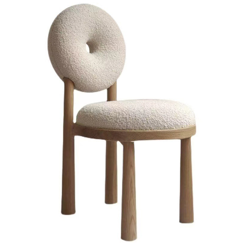 Стул Bagel Boucle Chair Бежевый Древесина в Омске | Loft Concept 