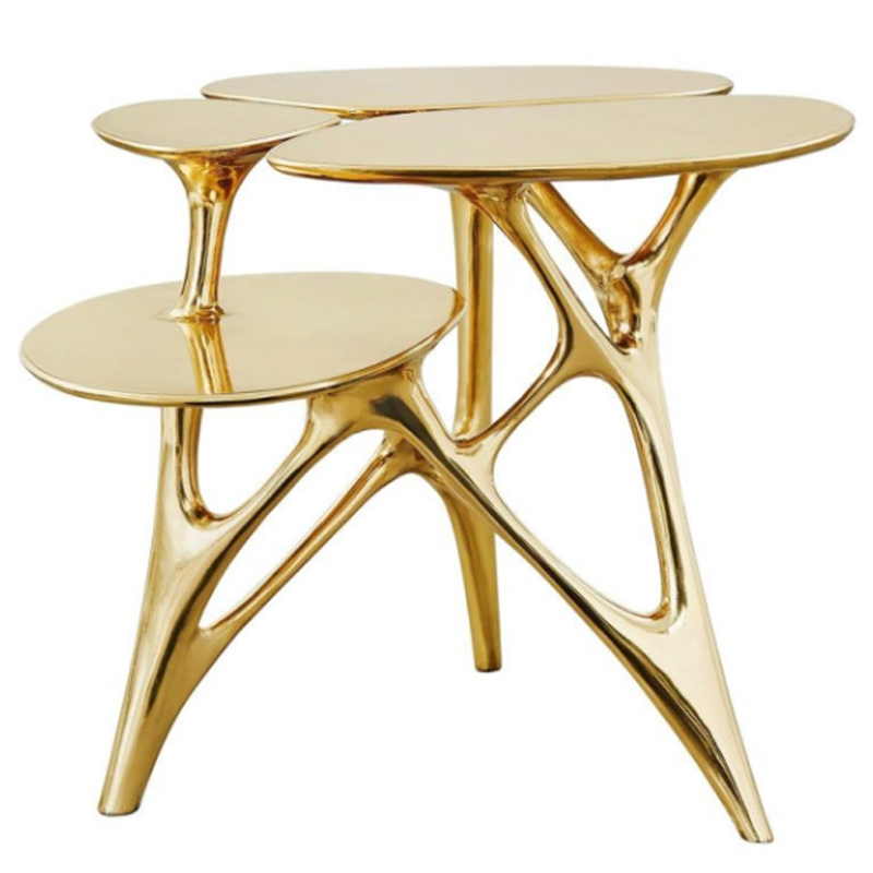 Дизайнерский приставной столик Lotus Small Side Table or End Table Brass by Zhipeng Tan Золотой в Омске | Loft Concept 