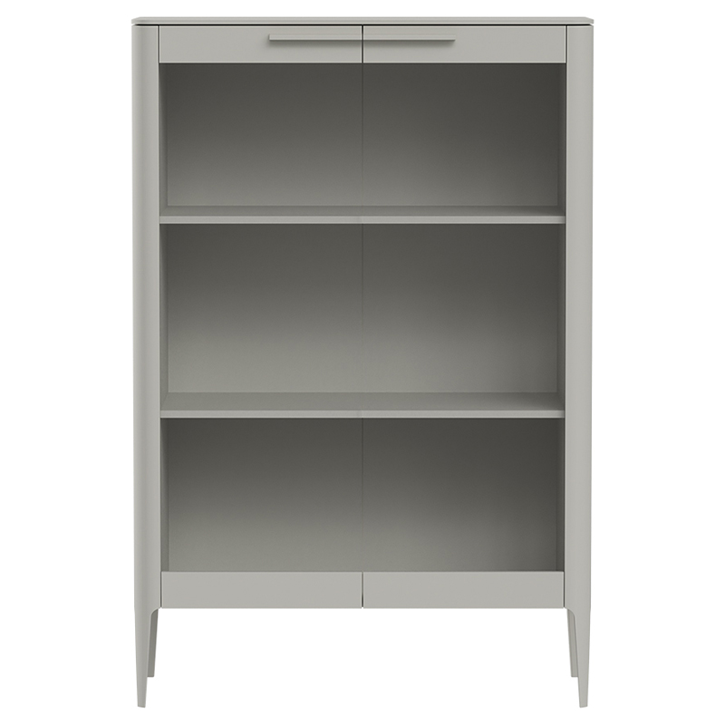 Витрина серо-бежевая с 2-мя стеклянными дверцами и 3-мя полками Type  Бежево-серый в Омске | Loft Concept 