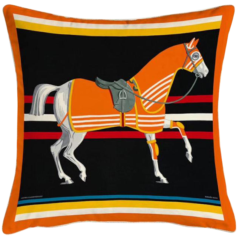 Декоративная подушка Hermes Horse 67 Черный Оранжевый Желтый Мульти Декоративная подушка Hermes Horse 67 Черный Оранжевый Желтый Мульти в Омске | Loft Concept