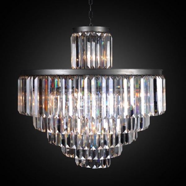 Люстра RH 1920s Odeon Clear Glass Fringe Chandelier - 6 rings Черный в Омске | Loft Concept 