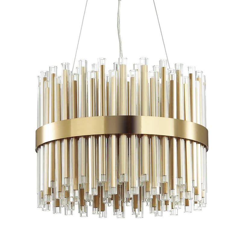 Люстра Gladwin Round Glass Tubes Chandelier Золотой Прозрачный в Омске | Loft Concept 