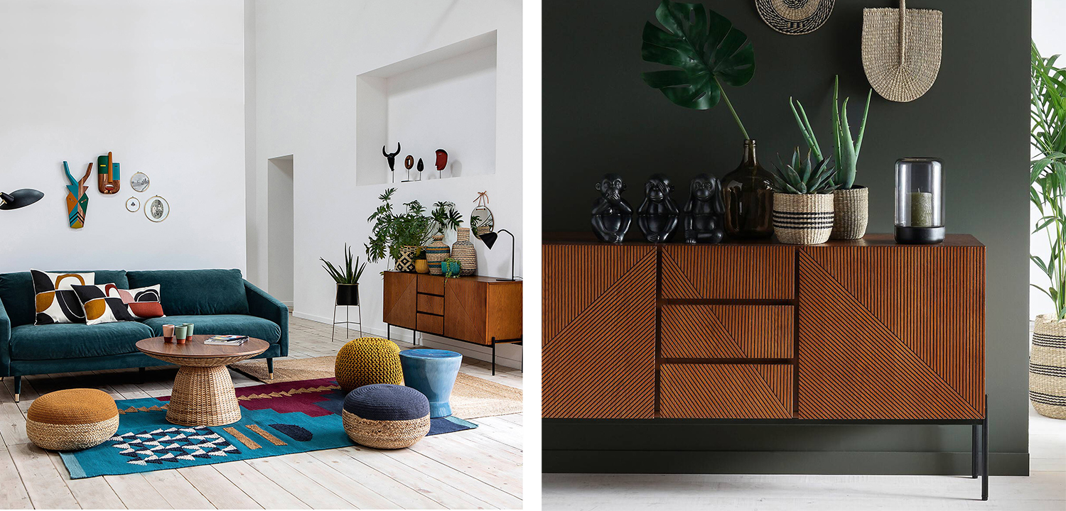 Комод с геометрическим рисунком Anders Chest of drawers с 3-мя ящиками и 2-мя дверцами - фото №1