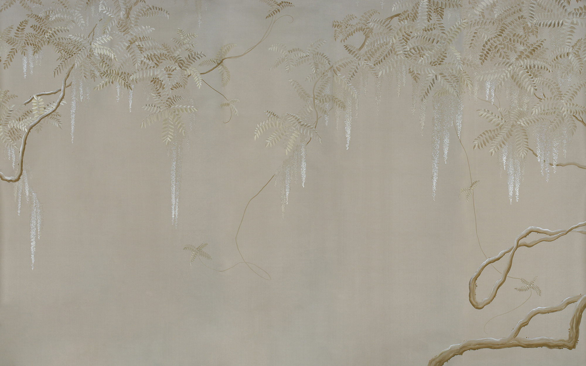 Обои ручная роспись Wisteria Limewash on Lead Grey dyed silk Обои ручная роспись Wisteria Limewash on Lead Grey dyed silk - постер Loft-Concept в Омске