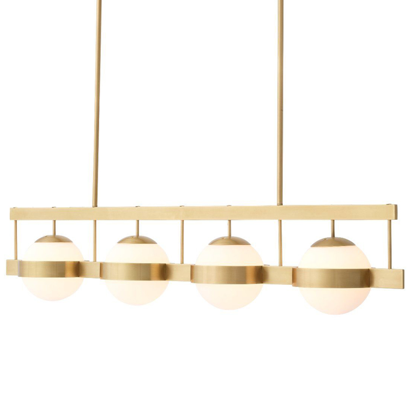 Люстра Eichholtz Chandelier Biba Brass Латунь Античная полированная Белое матовое стекло в Омске | Loft Concept 