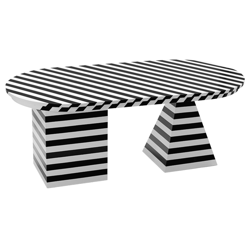 Обеденный стол Dining Table Striped Geometry Черно-белый в Омске | Loft Concept 