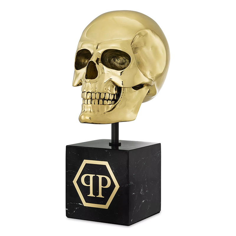 Статуэтка Philipp Plein Gold Skull L Черный Золотой в Омске | Loft Concept 