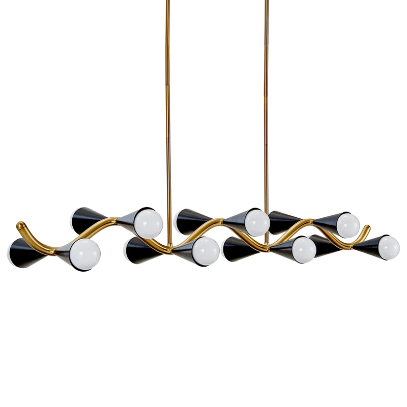 Линейная люстра Jonathan Adler CARACAS WAVE CHANDELIER Латунь Черный в Омске | Loft Concept 