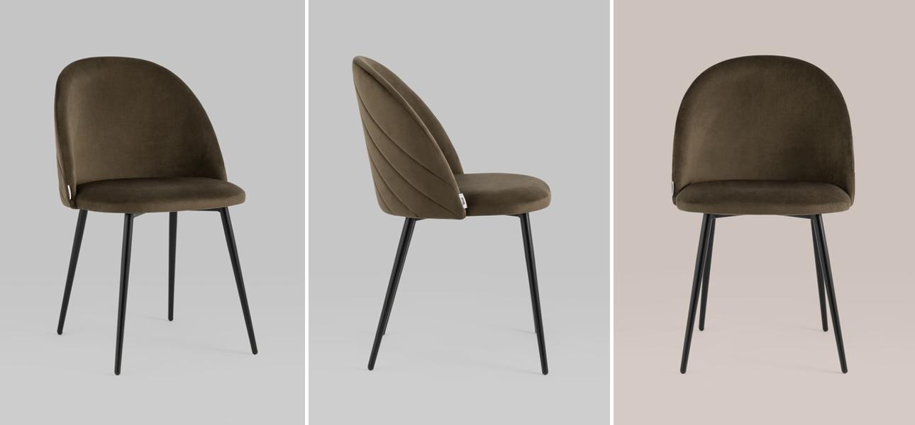 Стул Коричневый Велюр Miruna Leaf Chair - фото