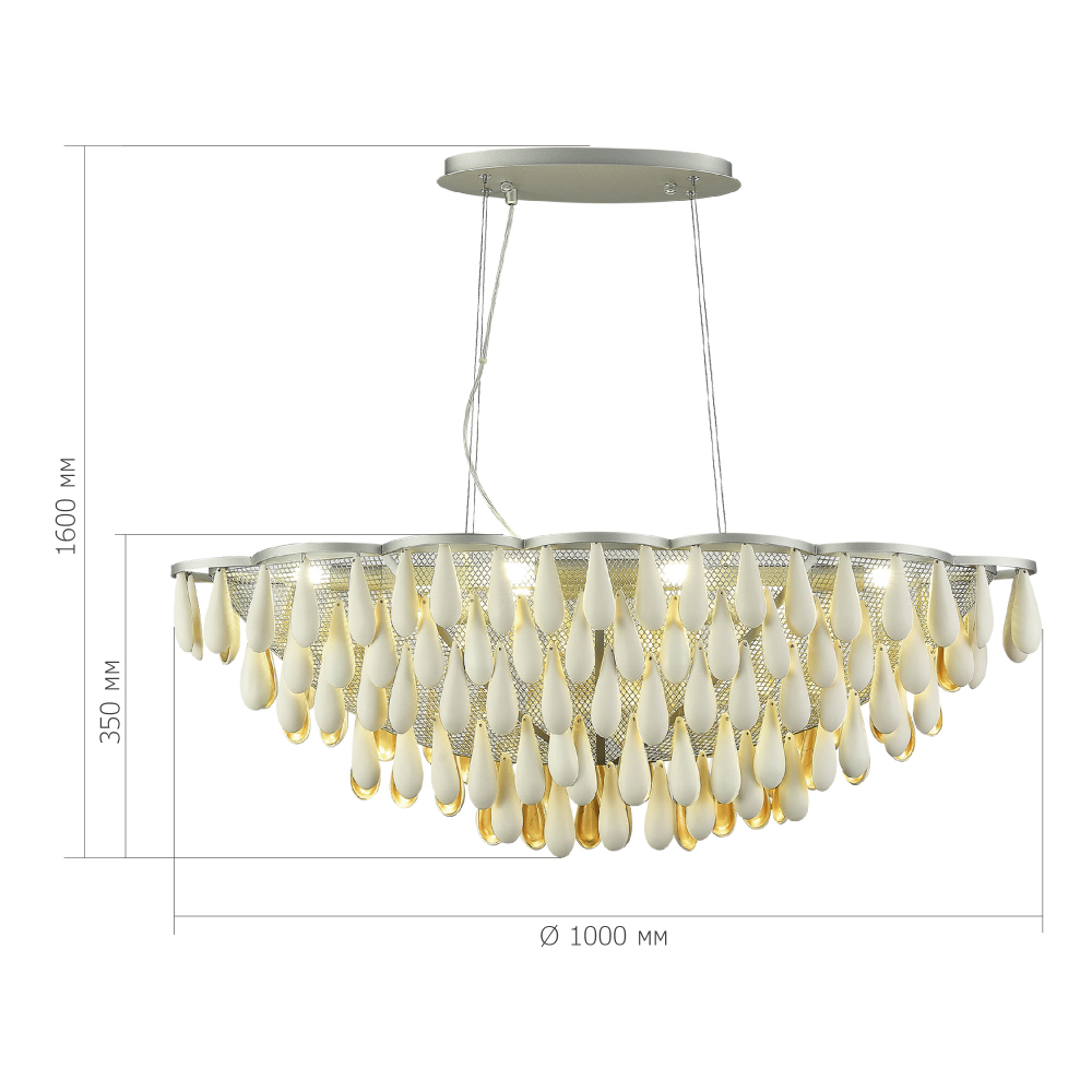 Люстра с подвесками в форме капель на серебристом каркасе Raindrop в Омске