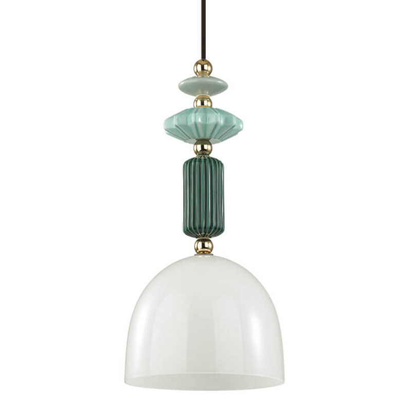 Подвесной светильник Iris hanging lamp green Белое матовое стекло Зеленый в Омске | Loft Concept 