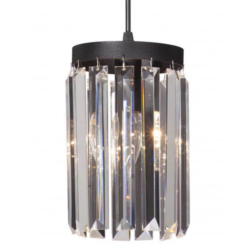 Светильник ODEON CLEAR GLASS Pendant lamp Прозрачное Стекло D 12 Черный матовый Прозрачное Стекло в Омске | Loft Concept 