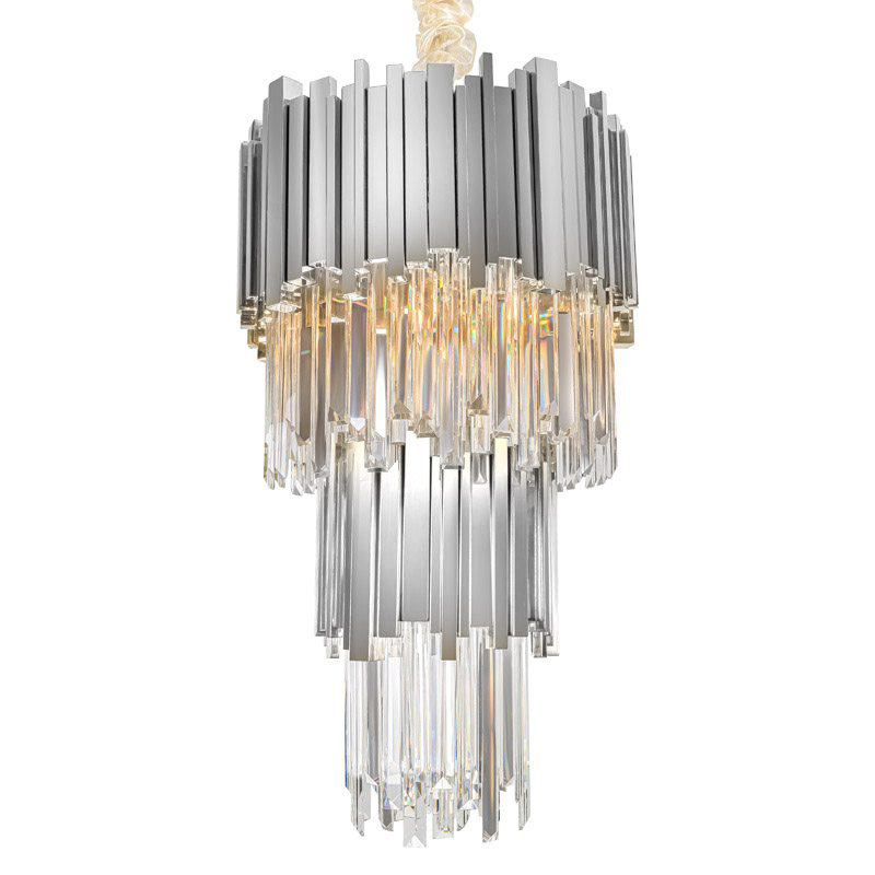 Люстра многоярусная Luxxu Modern Cascade Chandelier Silver Metal Glass 35 Прозрачное Стекло Серебряный в Омске | Loft Concept 