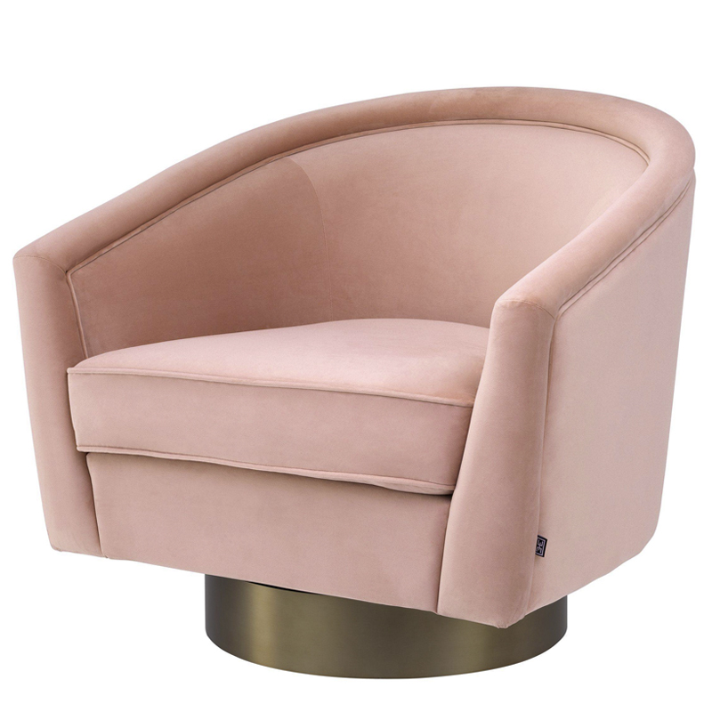 Кресло Eichholtz Swivel Chair Catene nude Розовый пастельный матовое золото в Омске | Loft Concept 