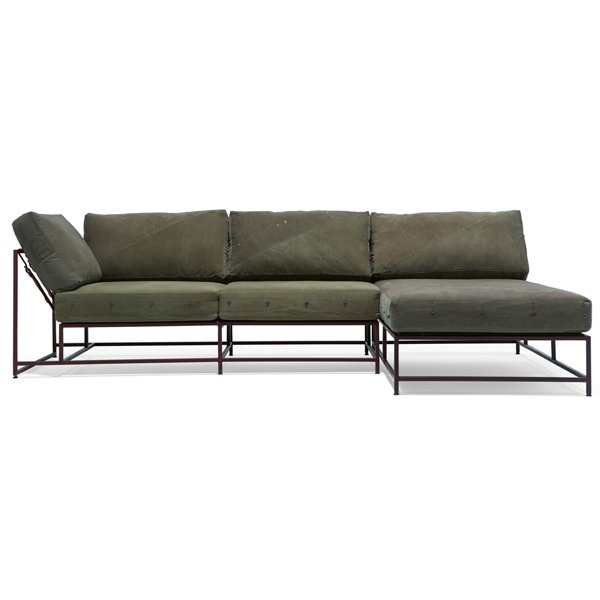 Угловой диван Olive Military Fabric Sectional sofa  Оливковый в Омске | Loft Concept 