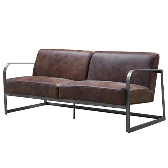 Диван INDIO METAL leather SOFA Коричневый в Омске | Loft Concept 