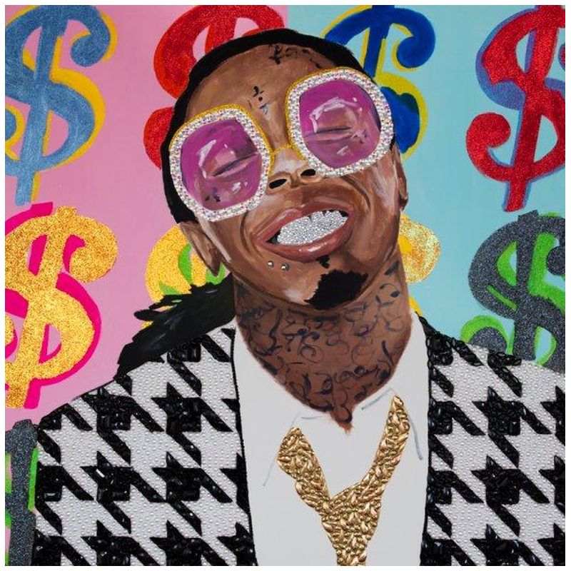 Картина Lil Wayne with Money Background, And Houndstooth Jacket Мульти в Омске | Loft Concept 