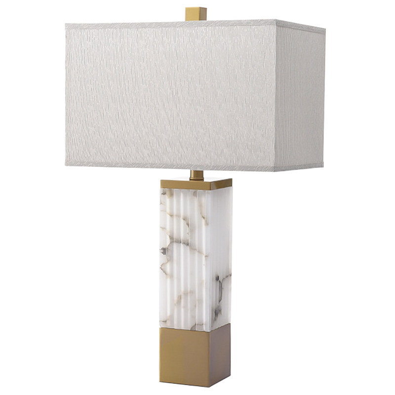 Настольная лампа Blanchefleur Marble Table Lamp Белый Мрамор Bianco Серый Латунь в Омске | Loft Concept 