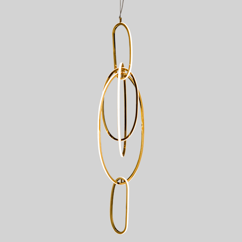 Люстра Vertical Gold Oval Rings Chandelier Золотой в Омске | Loft Concept 