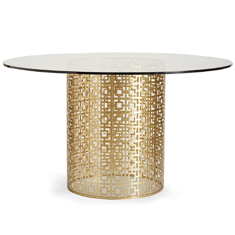 Обеденный стол Jonathan Adler Nixon Dining Table столешница Стекло Золотой Прозрачный в Омске | Loft Concept 