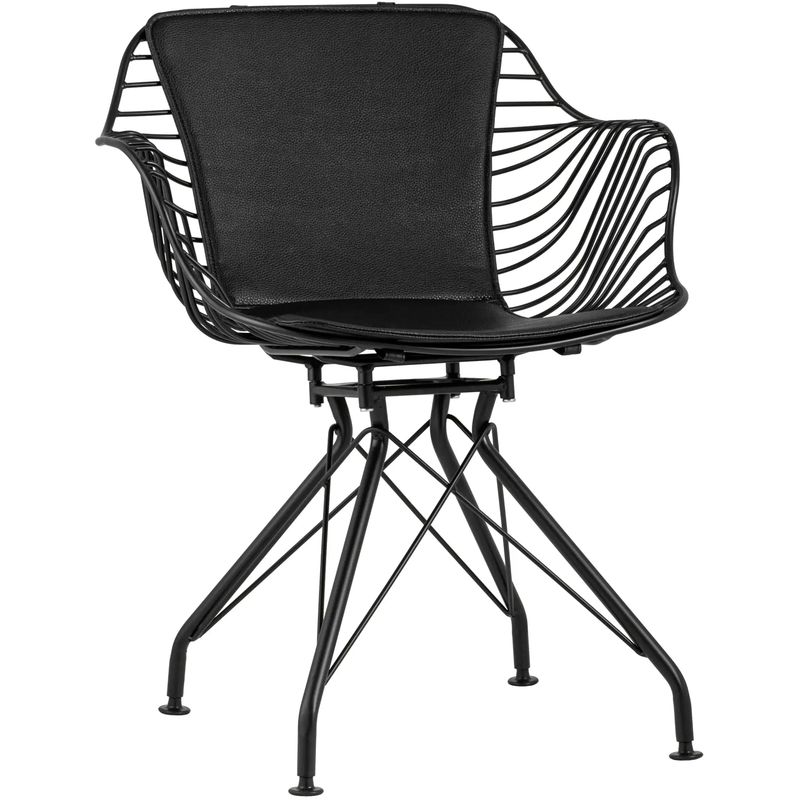 Стул Bertoia с подлокотником Chair Black metal Черный в Омске | Loft Concept 