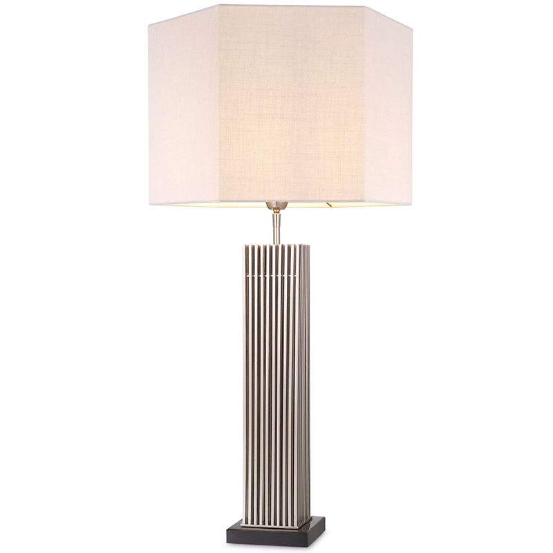 Настольная лампа Eichholtz Table Lamp Viggo Nickel Белый Никель Черный Мрамор Nero в Омске | Loft Concept 