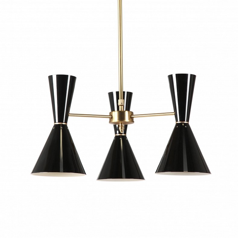 Люстра CAIRO Chandelier 3 Arm black Черный Латунь в Омске | Loft Concept 