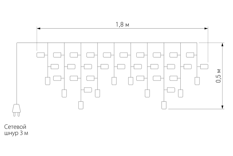 Гирлянда Бахрома с Цветными светодиодами в Омске