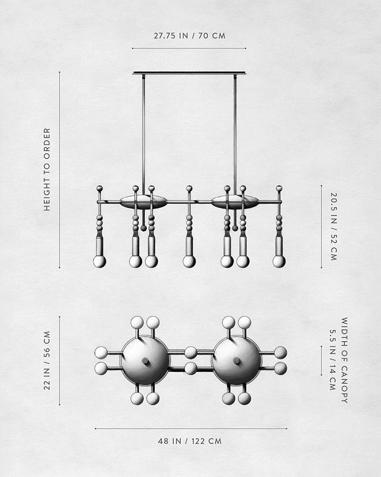 Линейная Люстра TALISMAN 14 патронов по дизайну студии Apparatus в Омске