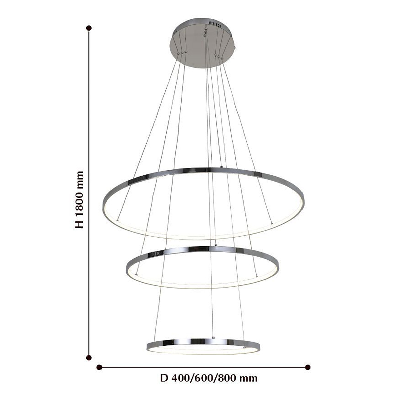 Кольцевая люстра цвета хром из трех колец в Омске