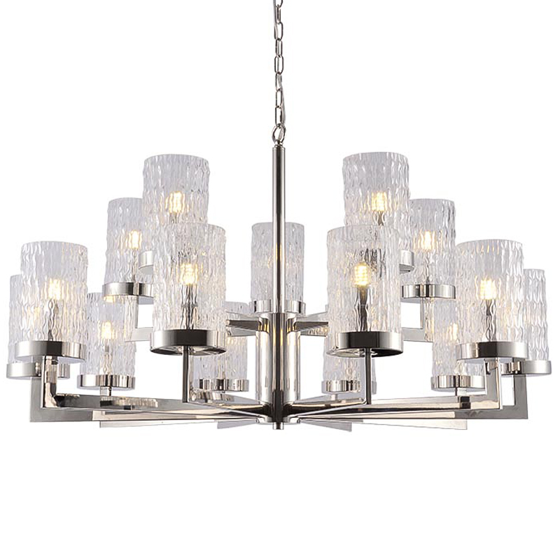 Люстра Estebe Glass Nickel Chandelier 14 Прозрачный Никель в Омске | Loft Concept 