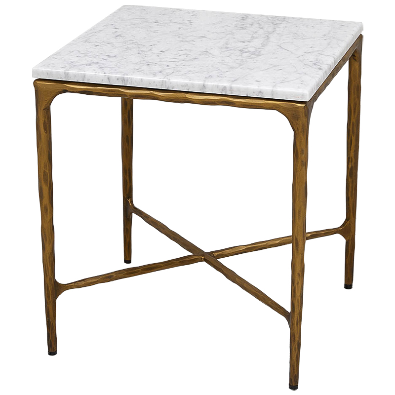 Приставной стол с мраморной столешницей квадратный Randy Marble Coffee Table Золотой Белый Мрамор Bianco Приставной стол с мраморной столешницей квадратный Randy Marble Coffee Table Золотой Белый Мрамор Bianco в Омске | Loft Concept